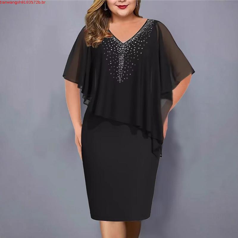 Das mulheres vestido irregular de Chiffon Bodycon Plus tamanho banquete vestidos festa vestido vestido roupas femininas