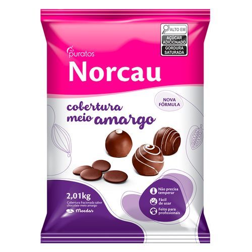 Cobertura Chocolate Meio Amargo Gotas Norcau 2.01kg Puratos