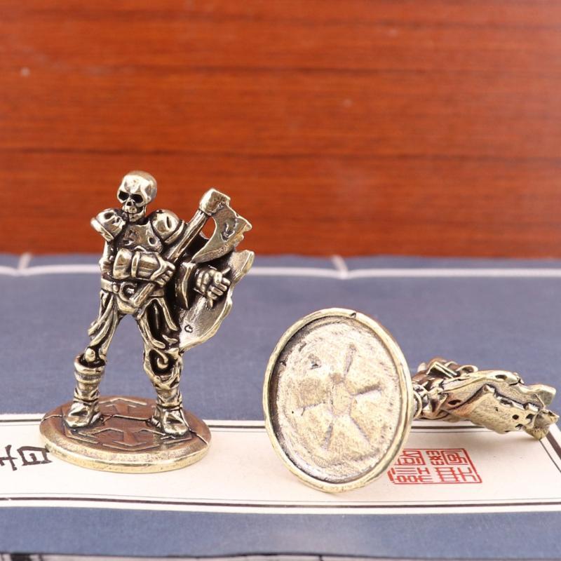 Retro Bronze Esqueleto Guerreiro Estátua Ornamentos De Mesa Decorações Do Quarto Casa Homem Estatuetas Miniaturas
