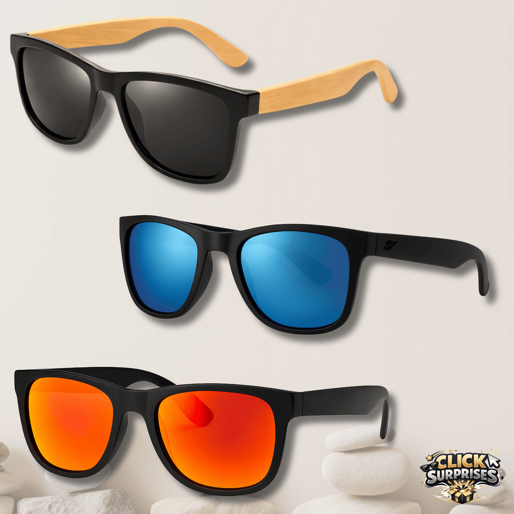 Kit 3 ou 2 Óculos de Sol Estilo Bambu e Justin Quadradinho Acetato UNISSEX Diversas Cores