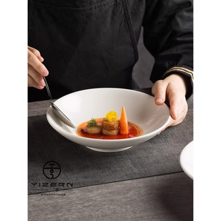 Yiheng tigela de chapéu de cerâmica estilo japonês, criativa, branca, salada doméstica, pés pequenos, trompete, macarrão
