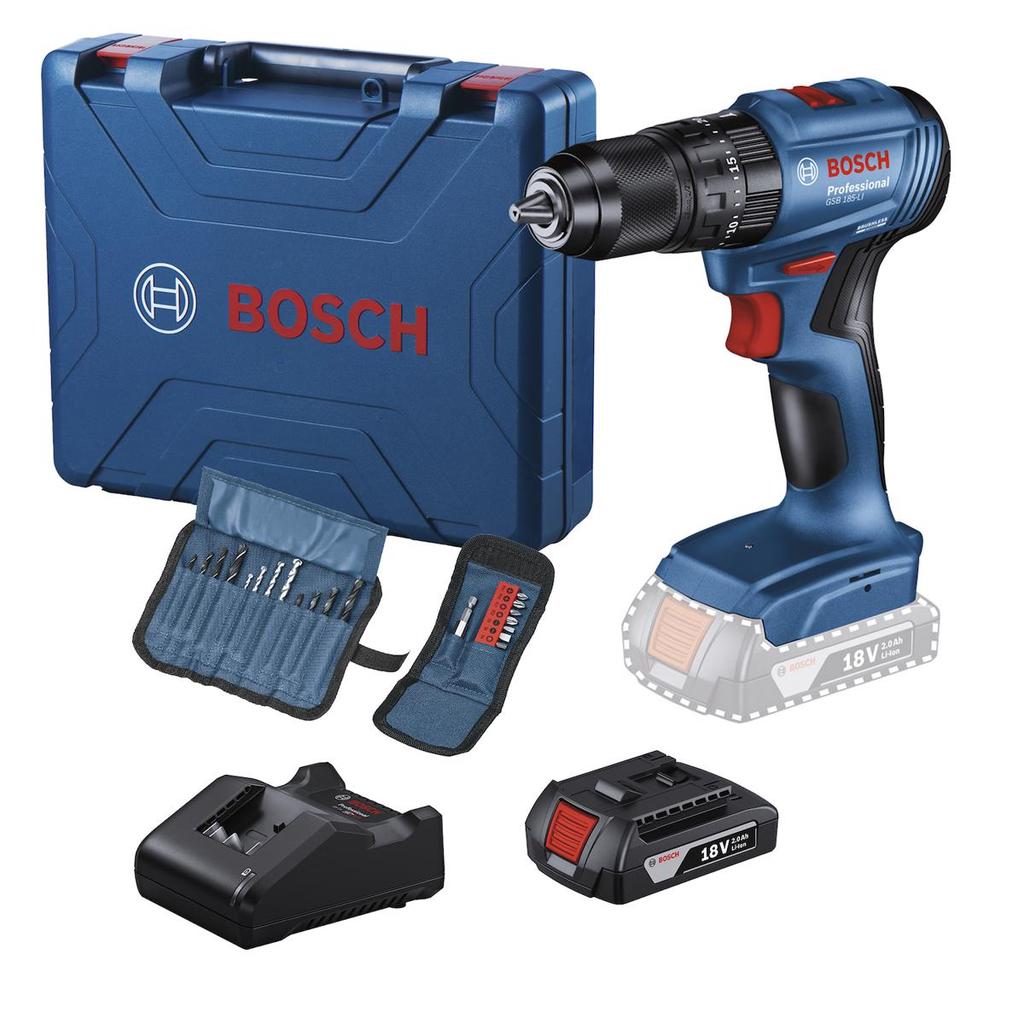 Furadeira Paraf Impacto 18V GSB 185-LI c/ 1 bat 23 ac Bosch