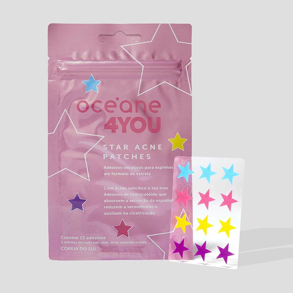 Adesivos Secativos para Espinhas com Ácido Salicílico - Star Acne Patches 4you 12un