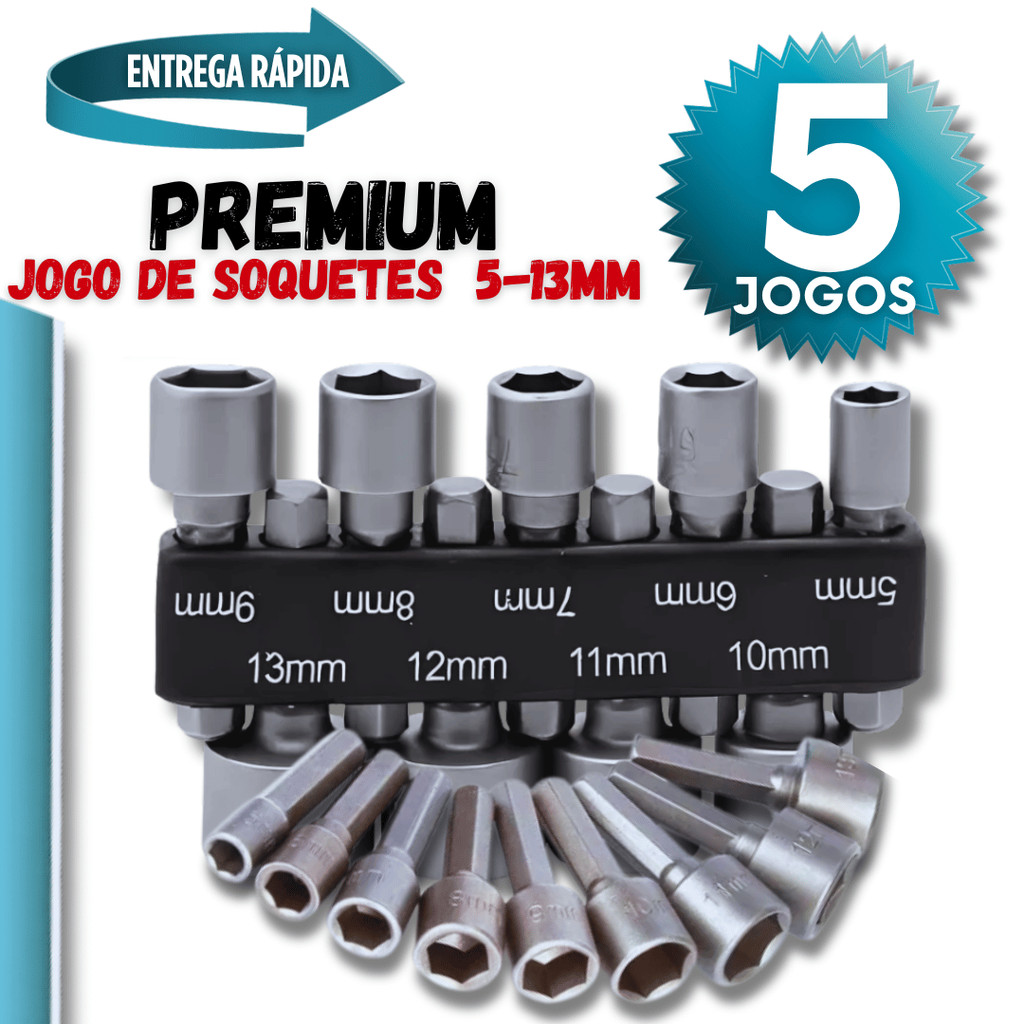 Kit Jogo Soquete Bits Canhão 5mm A 13mm Parafusadeira Soquete Sextavado Uso Domestico Profissional Pratico