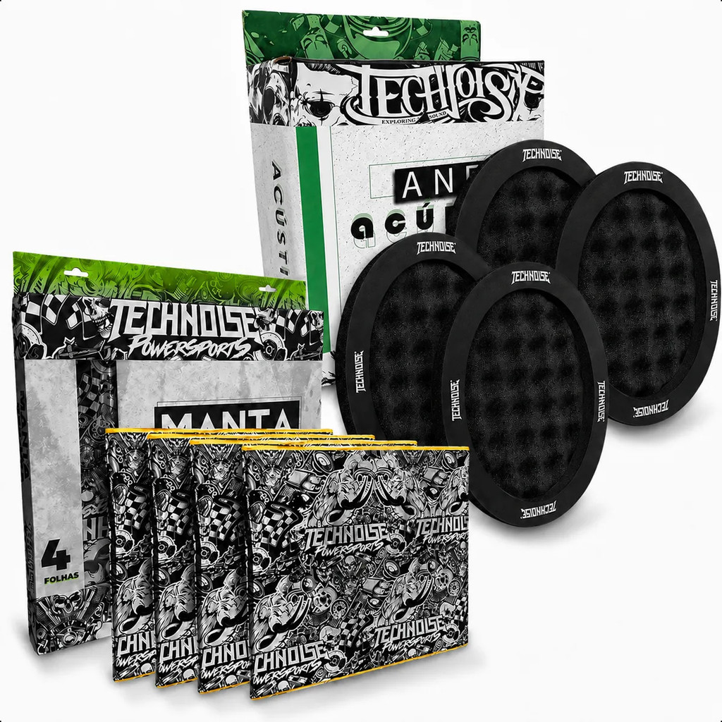 Kit Technoise Forro Manta Acústica 4 Folhas Com Anel Acústico Alto Falante 6x9 Porta Jeep Fiat