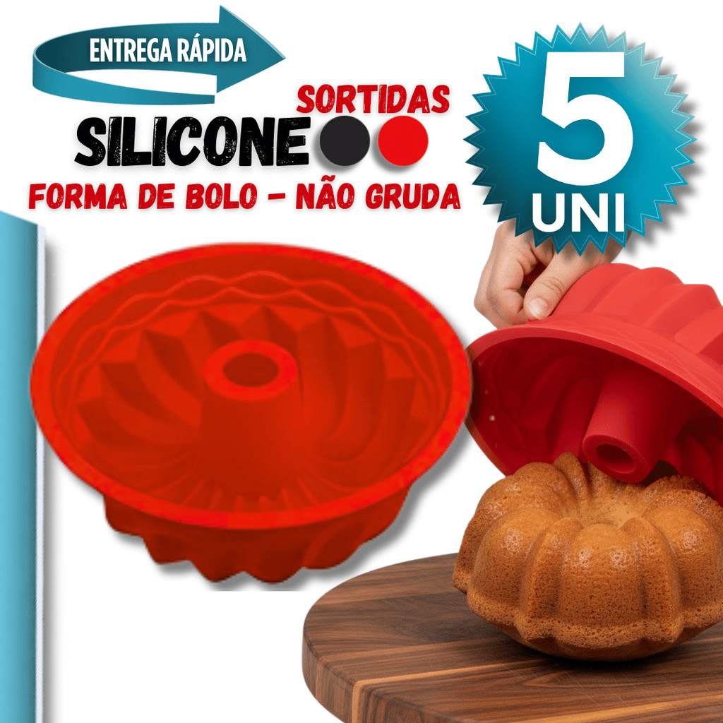 Combo Formas de Bolo Silicone Assadeira Redonda Pudim Mousse Aer Fryer Forno Cor Sortida Utilidades