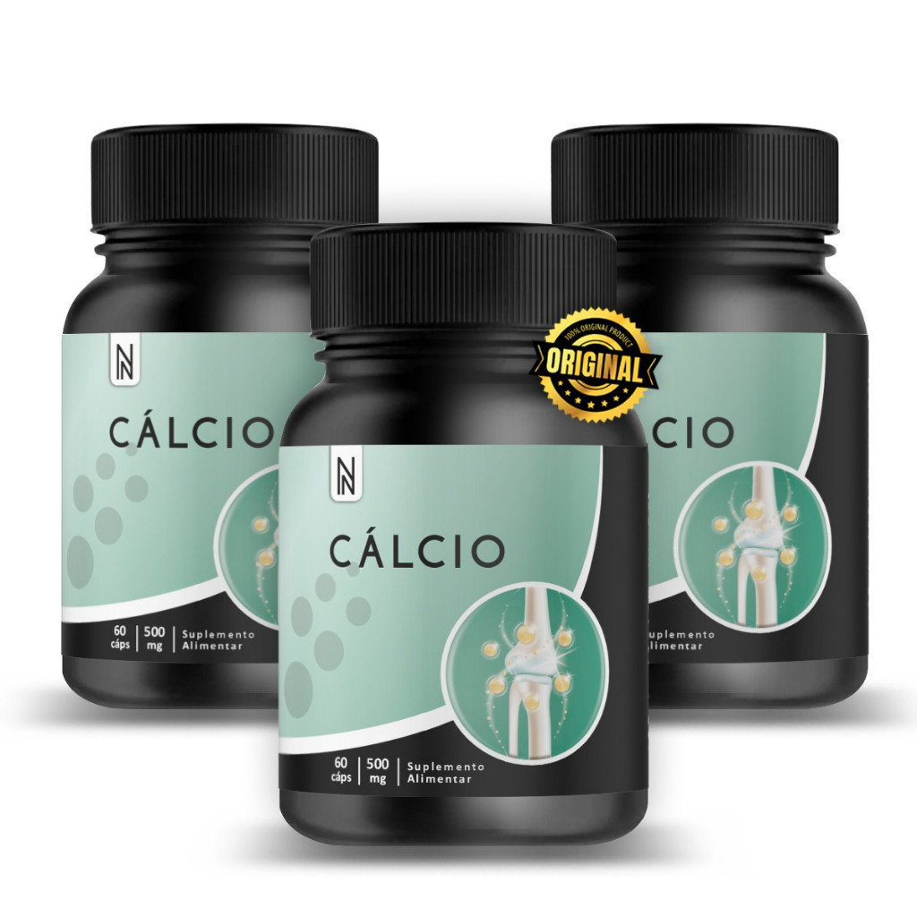 Kit 3x  Calcio 60 cápsulas  Ossos fortes  NATURALLY