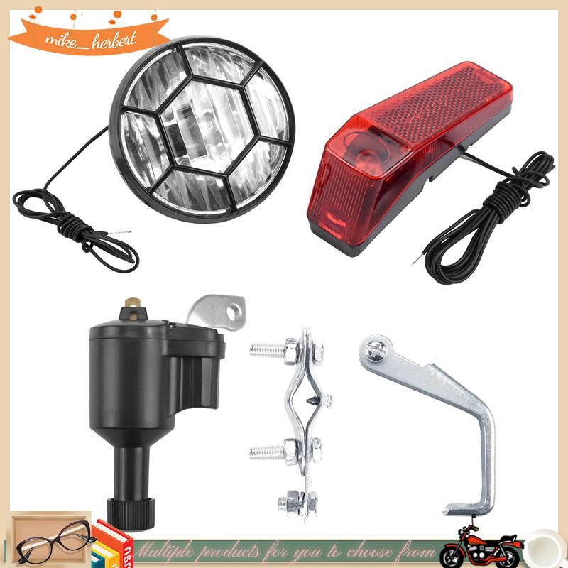 Luz Da Bicicleta Motorizada Gerador De Fricção Dínamo Farol Kit Traseira 6V 3W Acessórios