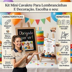 Kit 10/20/30 Mini Cavalete Em Madeira MDF Para Lembrancinha e Decoração de Festa BH Mania De Brincar