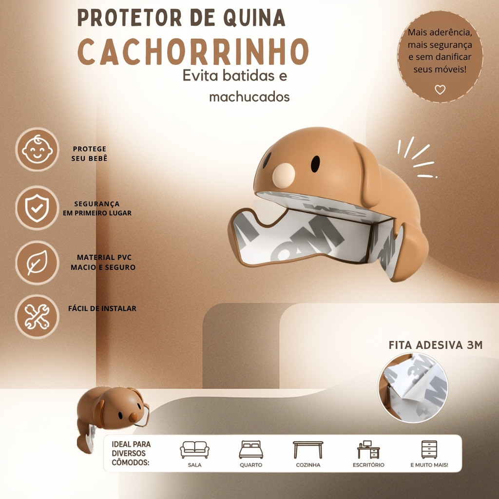 Protetor de Quina de Mesa Infantil Bichinho Silicone Segurança Bebê Antimpacto Adesivo Móveis
