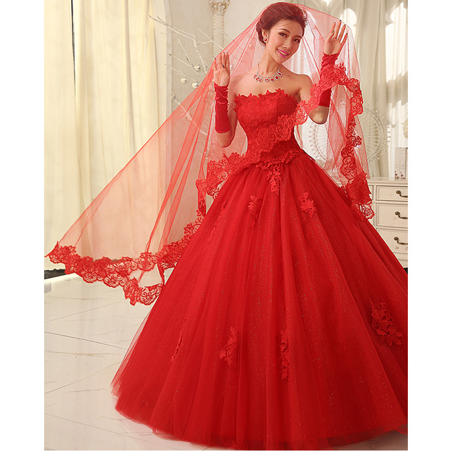 Véu vermelho véu de noiva 3m computador véu de renda longo véu de renda véu de arrasto