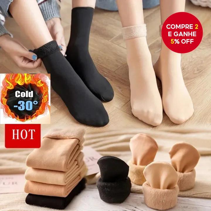 Meias Térmicas Premium Com Mistura De Caxemira – De Inverno Ultra Quentes Para Homens E Mulheres (Design Grosso Sem Cost