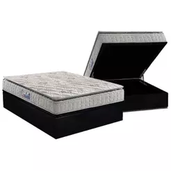 Conjunto Box Baú Casal: Colchão Espuma Anjos D33 Orthosono One Face + Base CRC Suede Black(138x188)
