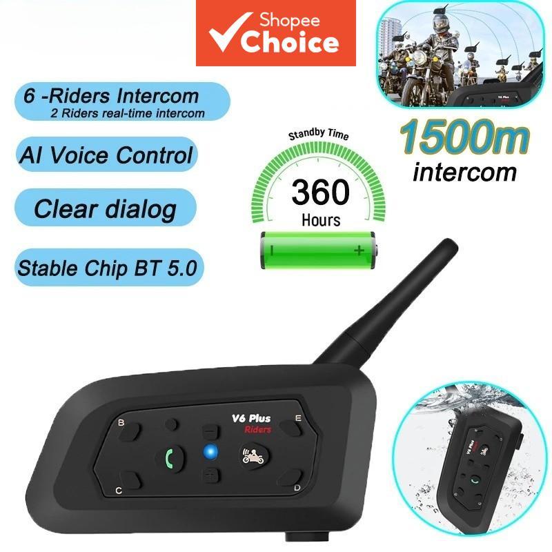 Fones de ouvido V6 Plus para capacete de motocicleta, intercomunicador Bluetooth, redução de ruído, tocador de música,
