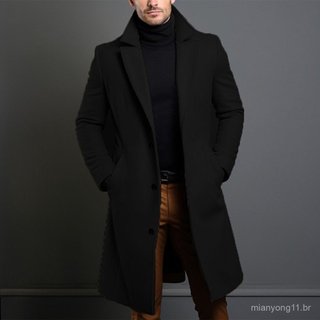 Trench Coat Longo Masculino Elegante Para Trabalho Diário .