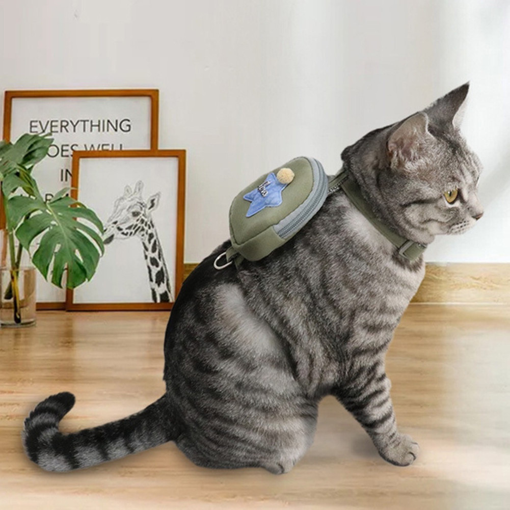 Arnês Para Gatos Com Trela Conjunto De Luxo Puxar Saco Pet Ajustável Correndo Colar Chumbo Segurança Moda Gato Pequeno M