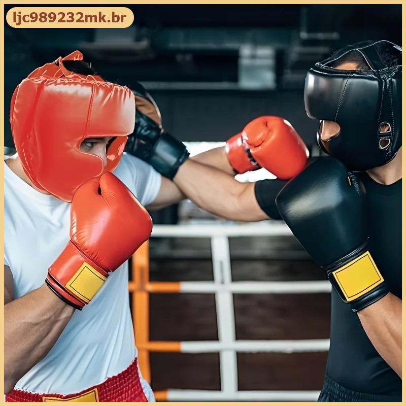 [MYBR] Capacete De Boxe De Couro Thiened Totalmente Coberto Adulto Karatê Muay Thai Protetor De Cabeça De Treinamento Ac