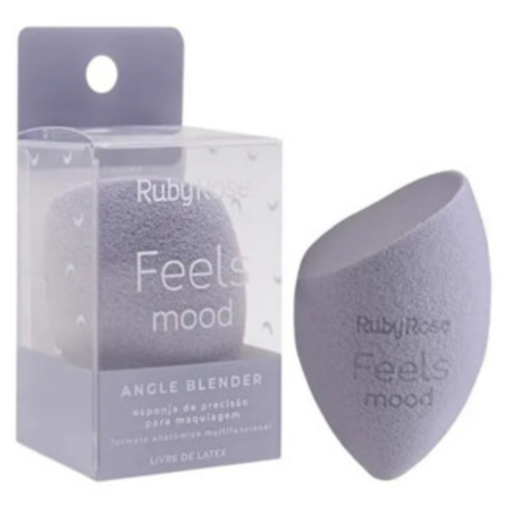 Kit Esponjas De Maquiagem Feels Mood Ruby Rose Angle Blender Multifuncional Premium Azulado