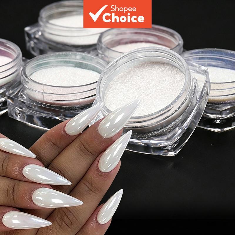 Pó de Glitter para Arte de Unhas 6 unidades, Flocos Caleidoscópio Aurora Camaleão, Pó Iridescente de Sereia Diamante