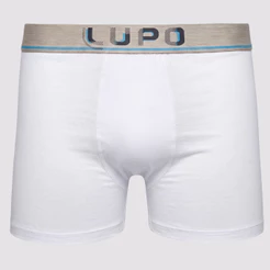 Cueca Lupo Boxer Algodão com Elastano Branca e Azul