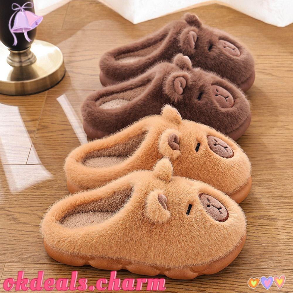OKDEALS Chinelos Infantis , Sapatos De Algodão Antiderrapantes Capivara , Lindos , Macios , Grossos , Quentes , Para Cas
