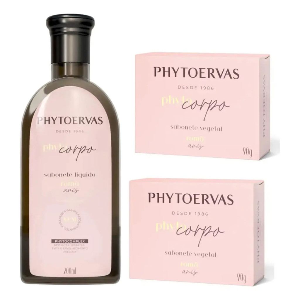 Sabonete Líquido Phytoervas 260m + 2 Sabonete Em Barra Romã