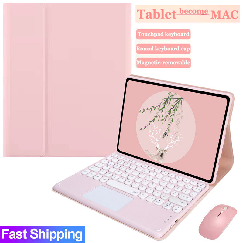 Capa De Teclado Com Touchpad Trackpad Para Xiaomi Redmi Pad 2 SE/- Sem Fio Bluetooth Silencioso Clique Mouse Flip De Cou