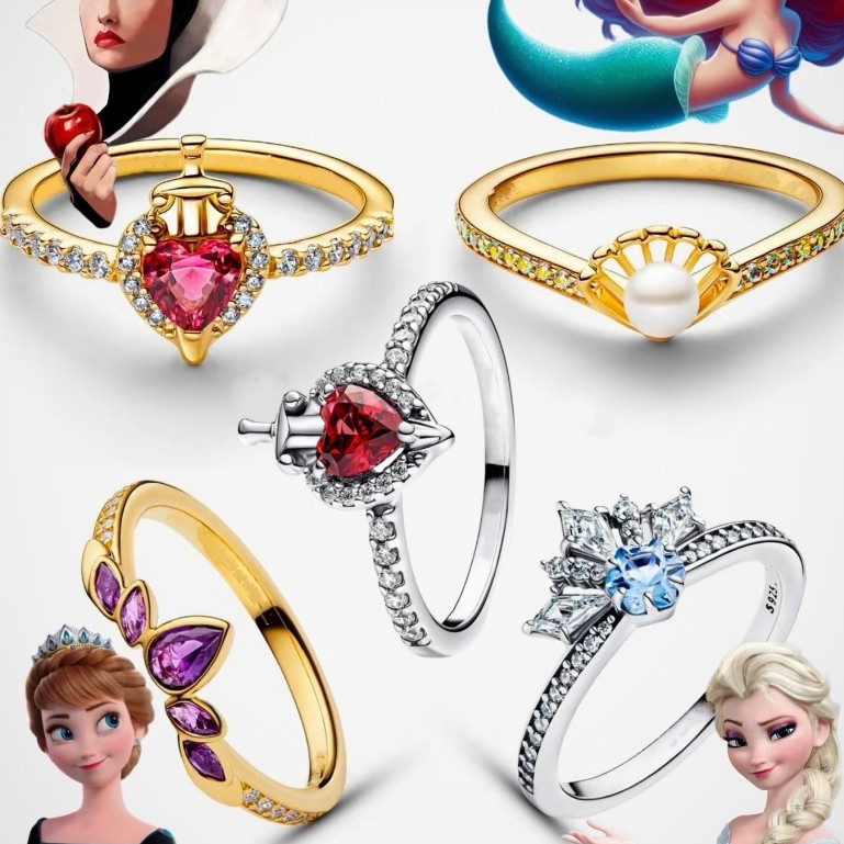 Anel de princesa requintado para mulheres, feito de prata S925, um anel empilhável para casais, tornando-o um presente p