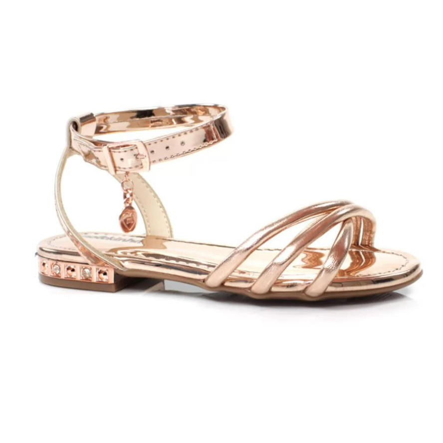 Sandália Infantil Menina Molekinha Fivela Ouro Dourado 2319209