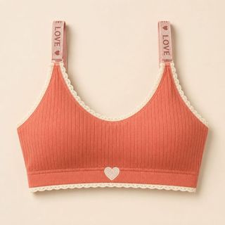 Sutiã Love Canelado Sem Costura Top Feminino Confortável Com Bojo Removível