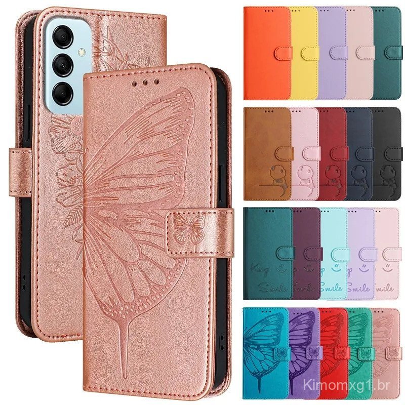 Capa Flip Etui para Samsung Galaxy M14 M34 M54 5G, para Samsung M 45 SM-M146 M346 M546, Capa de Couro Clássica com Relev