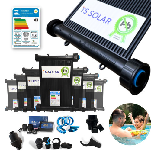 Kit Aquecedor Solar Piscina TS Solar 5 Placas 5m + Controlador + Quebra-Vácuo + Retenção - 10.500L / 7,5m²
