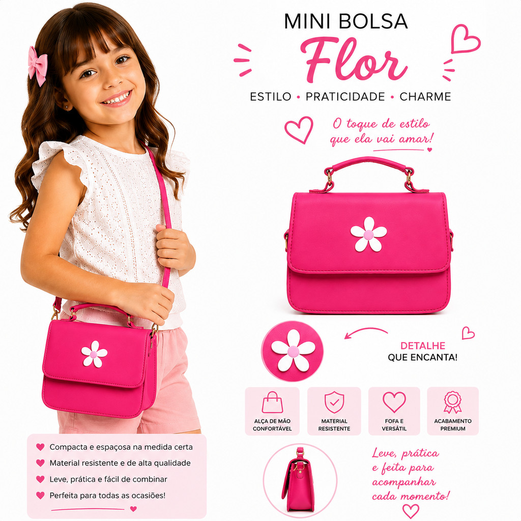 Bolsa Infantil Menina Blogueirinha Maria Flor Luxo Mini Bag Mini Diva Moda Virgínia Blogueira Tendência Fes