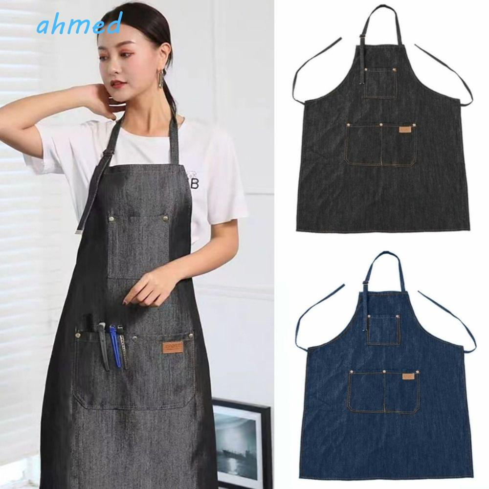 Roupas De Trabalho De Salão AHMED , Uniforme De Avental Jeans Leve À Prova D'água , Envoltório De Pano De Barbeiro Profi