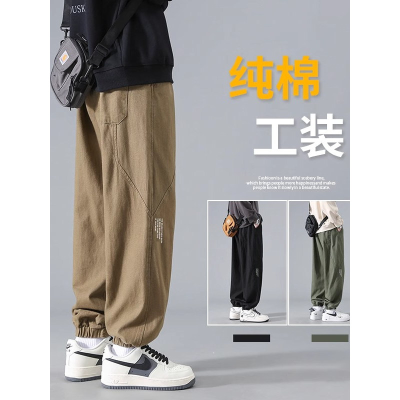 Macacão americano masculino primavera verão novo estilo Street Wear solto moletom adolescentes calças esportivas casuais