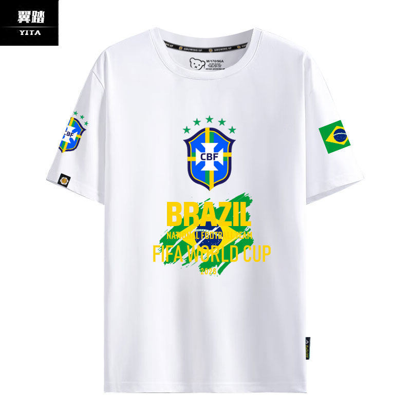 Copa Do Mundo De Alta Qualidade Argentina , Alemanha , França , Brasil Fãs Estampam Camisa De Manga Curta Com Gola Redon
