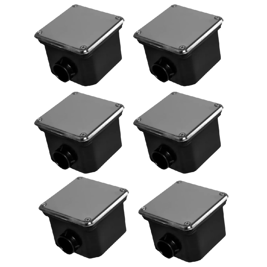 Kit 6 Caixa De Passagem Piscina Com Tampa Inox E Prolongador