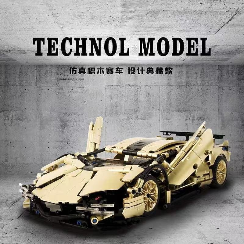 1400 PCS Lego Blocos de Construção Lamborghini V12 Carro Esportivo Conjunto Mecânico Menino Montado Carro de Corrida Bri