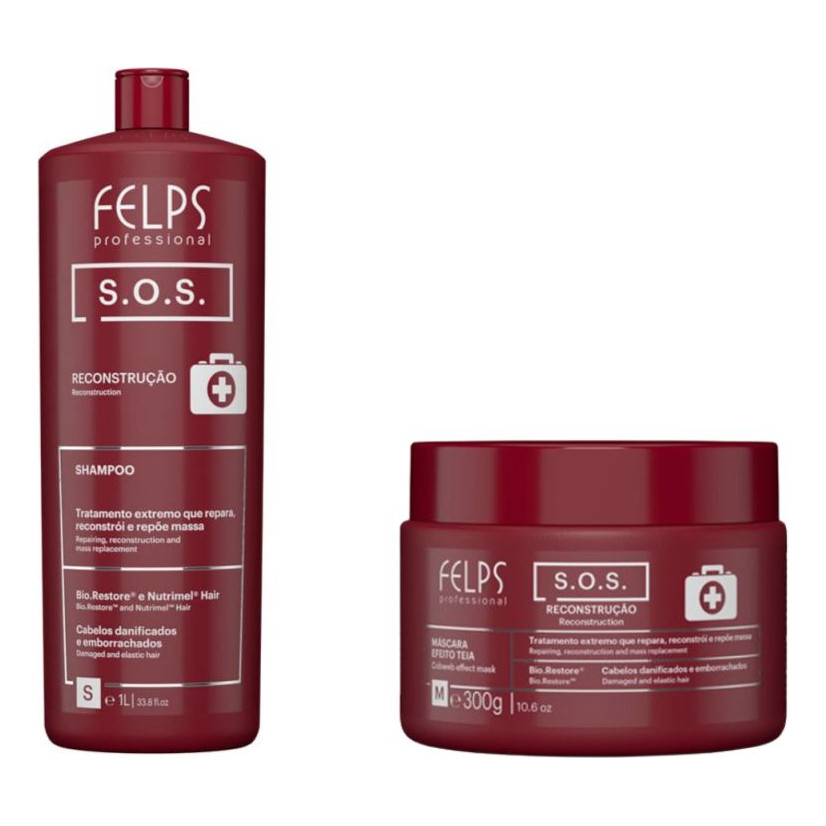 Kit Felps Sos Shampoo Litro + Mascara 300g
