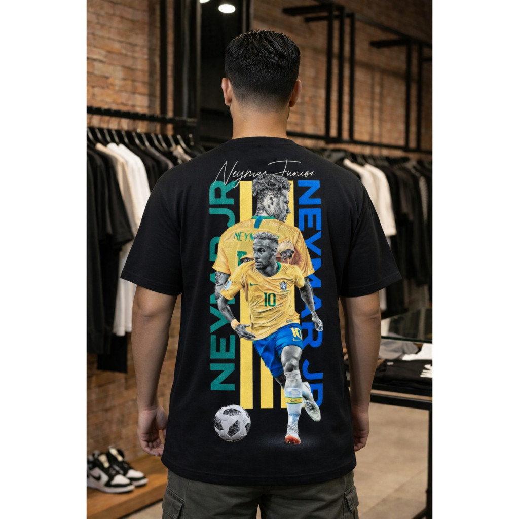 Camiseta Masculina Neymar Jr 100% Algodão Brasil Copa Futebol Menino Ney Básica
