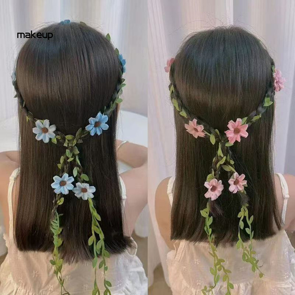 Rustic Hair Garland Bohemian Flower Vine 3.9ft Bridal Headband Artificial Floral Hairpiece for Women Girls Wedding Bride