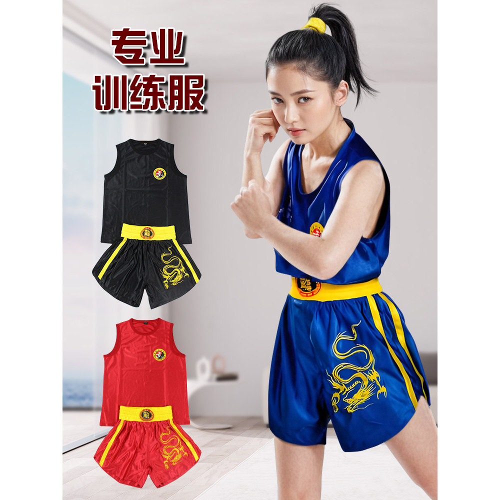 Caixa de boxe Sanda terno de treinamento crianças Muay Thai luta artes marciais dragão roupas Shorts feminino colete mas