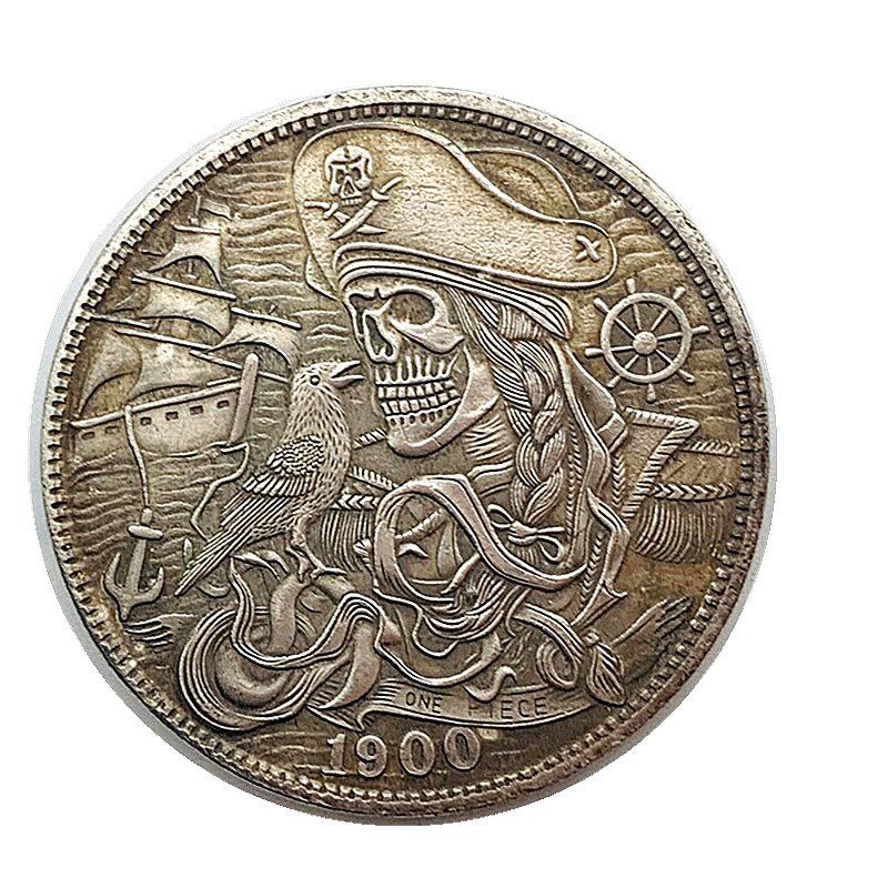 O vendedor recomenda bons produtos!!1900 moedas perdidas, peça única, esqueleto, veleiro, latão, prata antiga, medalha c