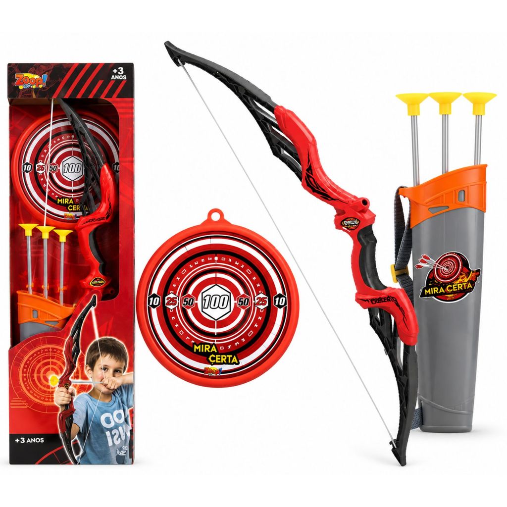 Kit Arco e Flecha Infantil Com Mira e Aljava Zoop Toys