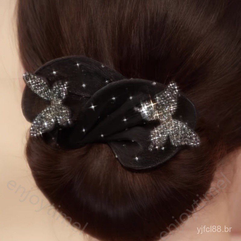 Presilha de Cabelo Decorada com Strass Brilhantes, Acessório Elegante para Penteados em Coque, Adequada para Mulheres e