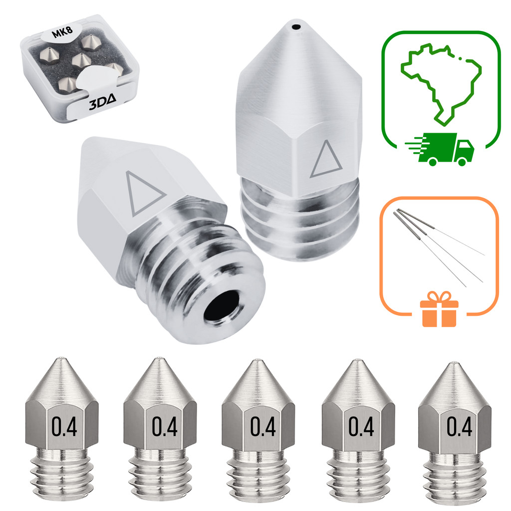 KIT 5 BICOS AÇO INOX CREALITY CR 5 PRO H NOZZLE IMPRESSAO 3D