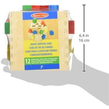 Cubo De Classificação De Formas Melissa & Doug-Brinquedo Clássico De Madeira Com 12 Formatos