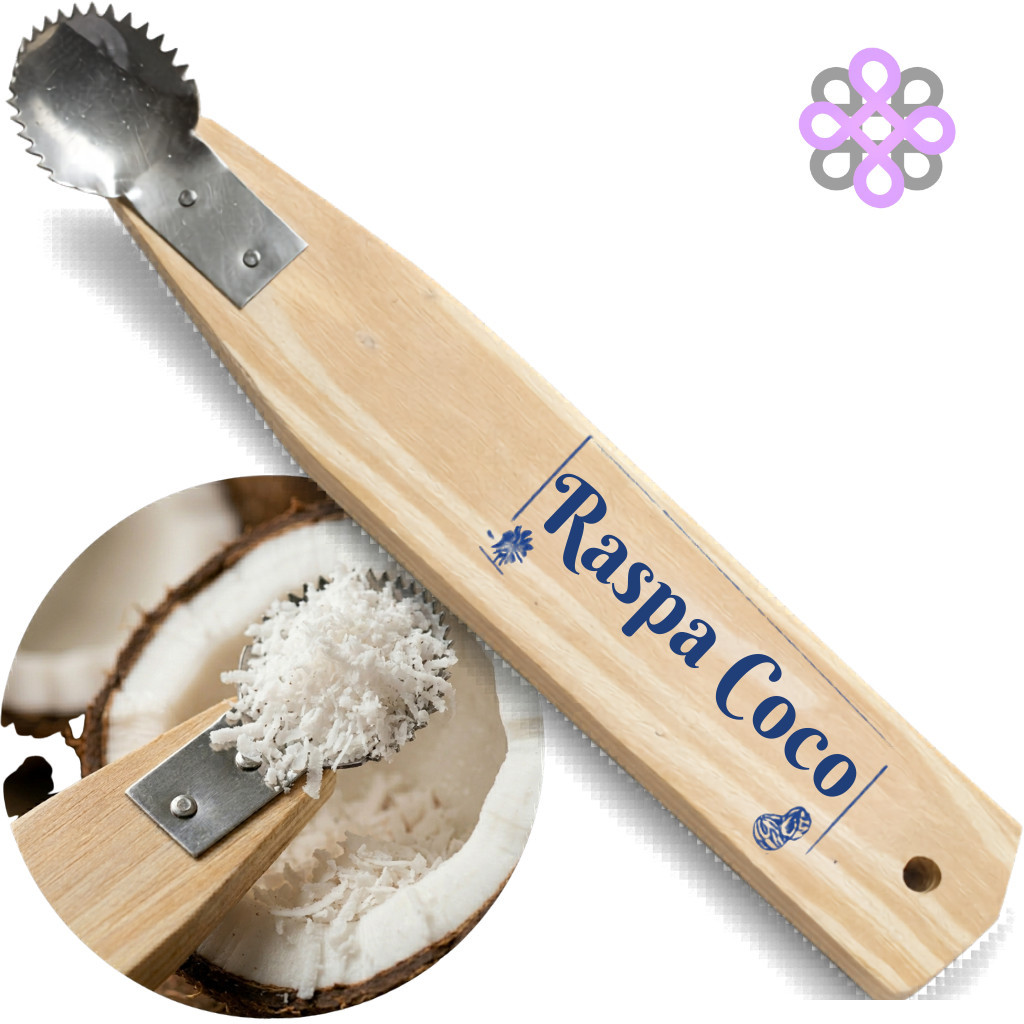 Raspador Ralador de Coco Manual de Madeira Reforçada com Lâmina Inox 30cm