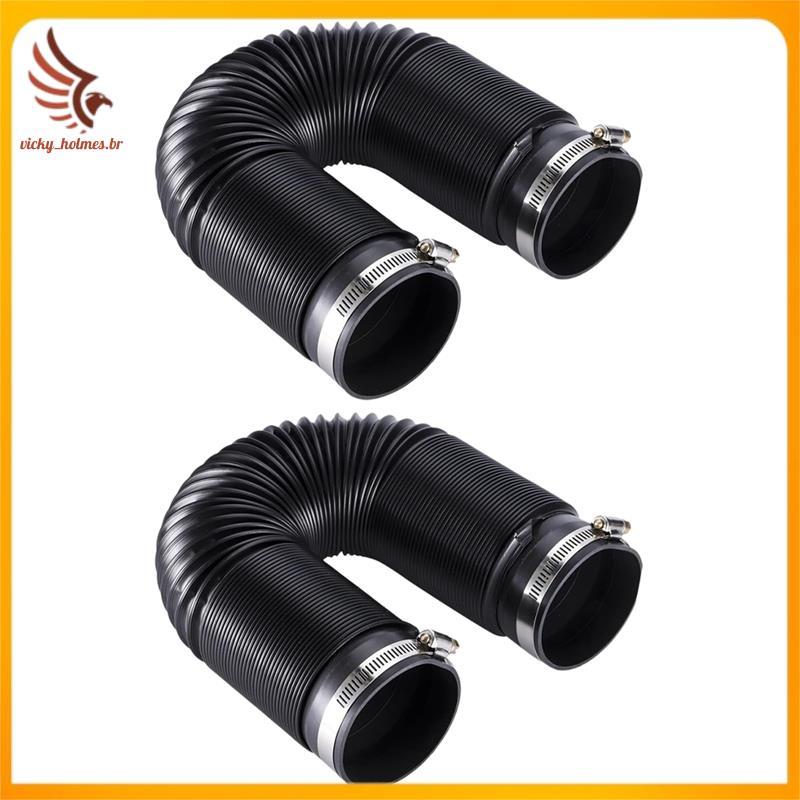 [vicky_holmes.br] Universal 76mm Flexível Entrada De Ar Frio Mangueira Duto De Tubo De Alimentação 2 Pcs Carro Com Inter