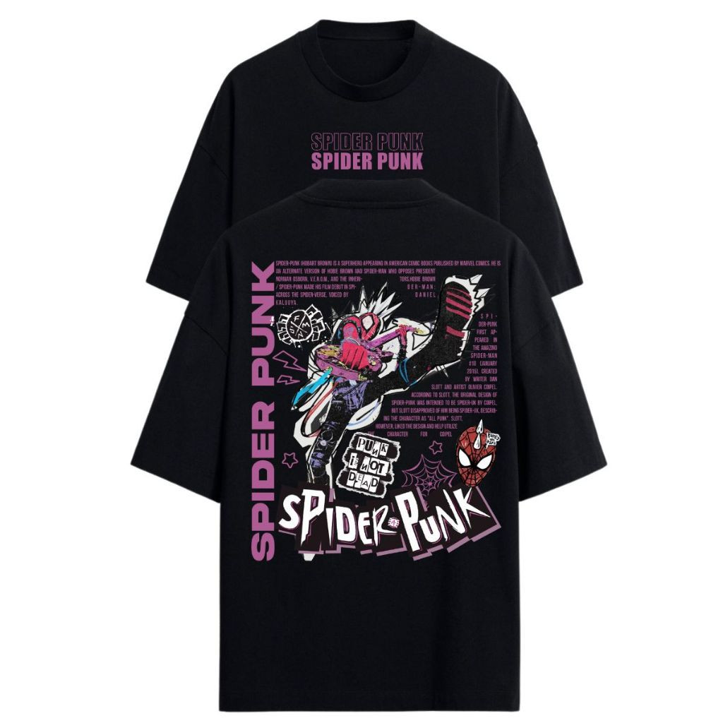 [Camiseta Premium em Algodão Puro]BOW Ripfire Camiseta Oversized Spider Punk  Streetwear Masculino Unissex